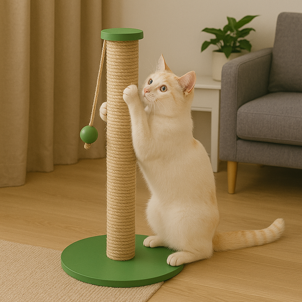 Petody Meadow – 50 cm Renkli Kapaklı Doğal Jüt Kedi Tırmalama Direği