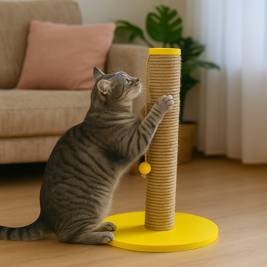 Petody Sunny – 50 cm Renkli Kapaklı Doğal Jüt Kedi Tırmalama Direği