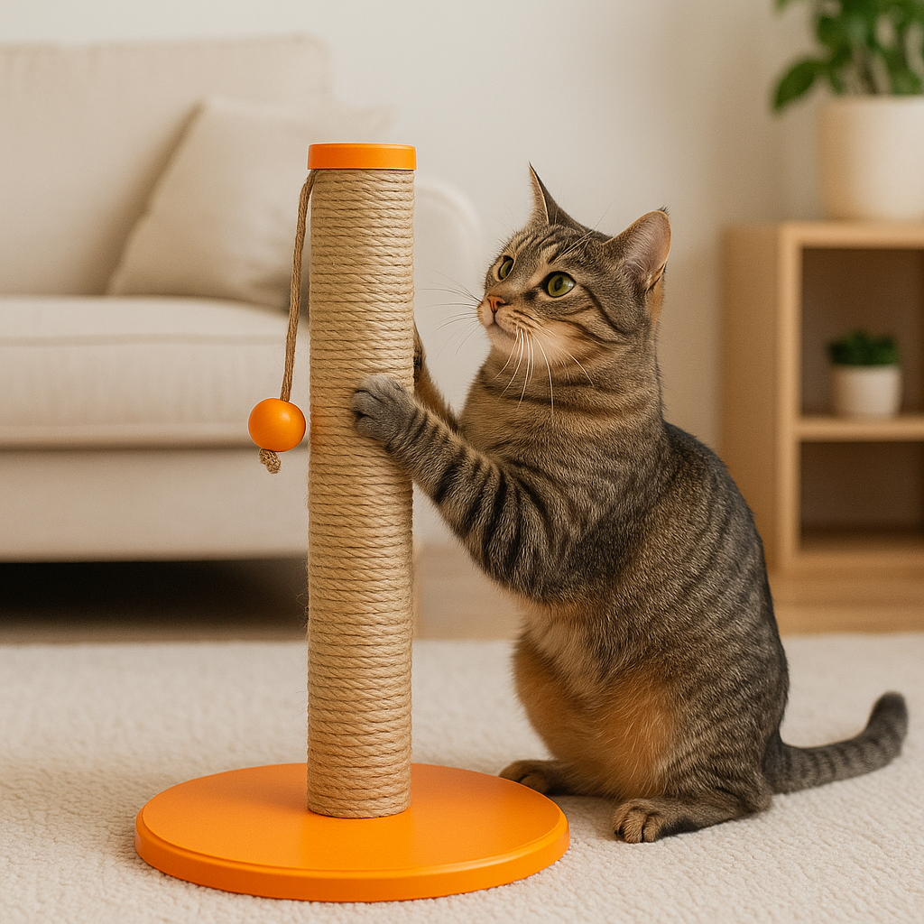 Petody Tangerine – 50 cm Renkli Kapaklı Doğal Jüt Kedi Tırmalama Direği