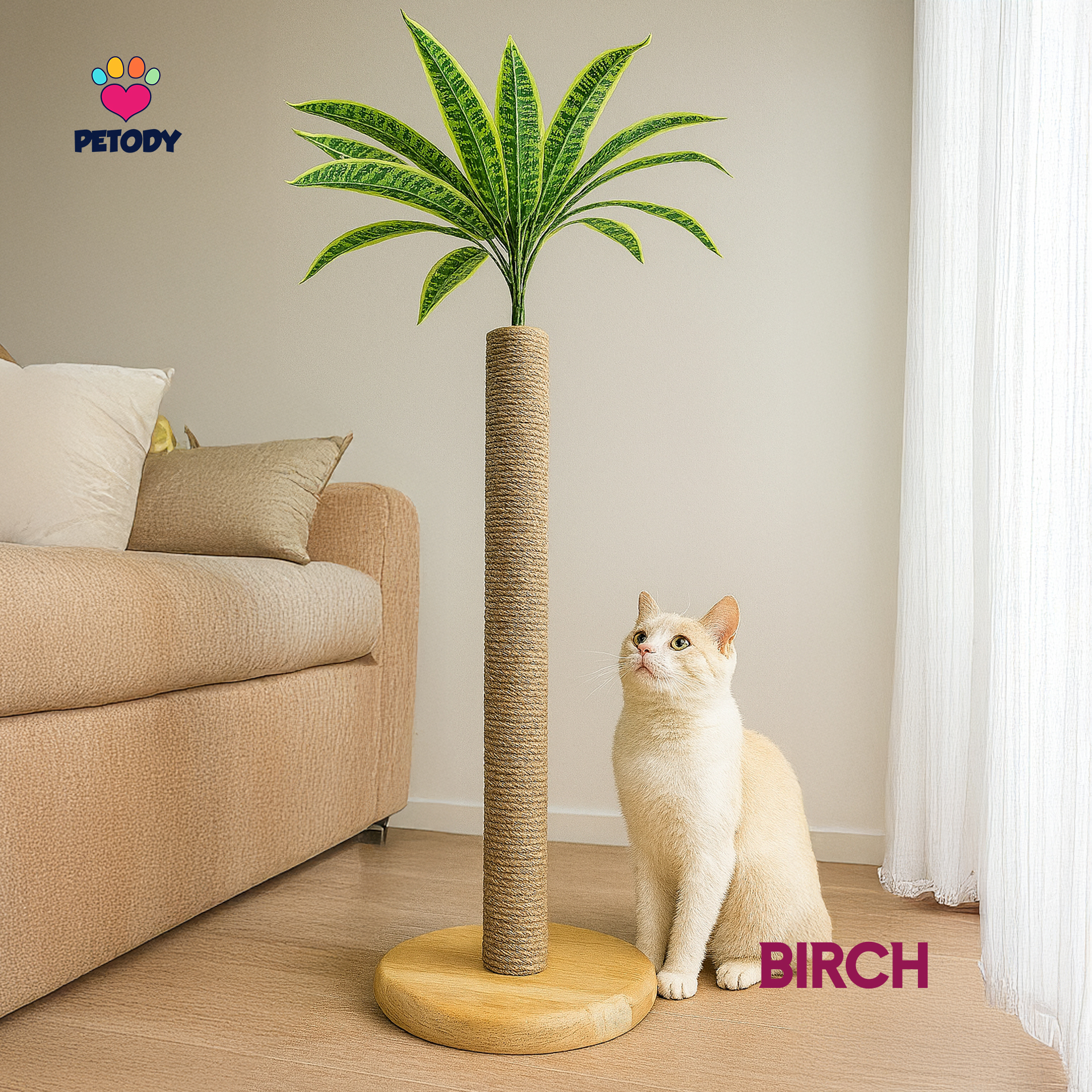 Birch - Petody Doğal Ahşap Kedi Tırmalama Ağacı