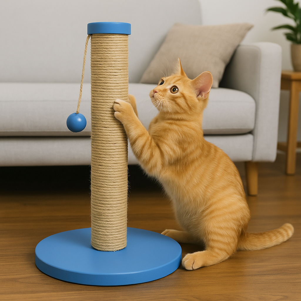 Petody Ocean – 50 cm Renkli Kapaklı Doğal Jüt Kedi Tırmalama Direği