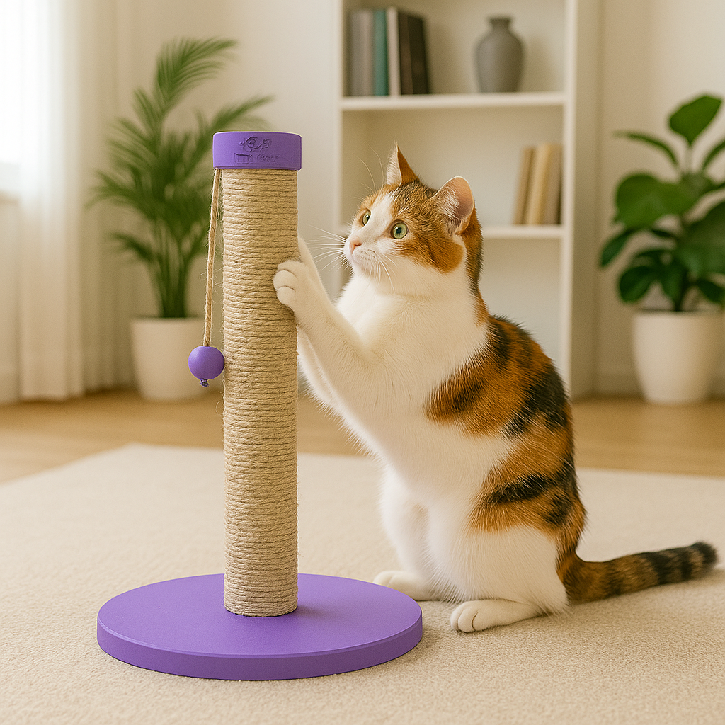 Petody Orchid – 50 cm Renkli Kapaklı Doğal Jüt Kedi Tırmalama Direği